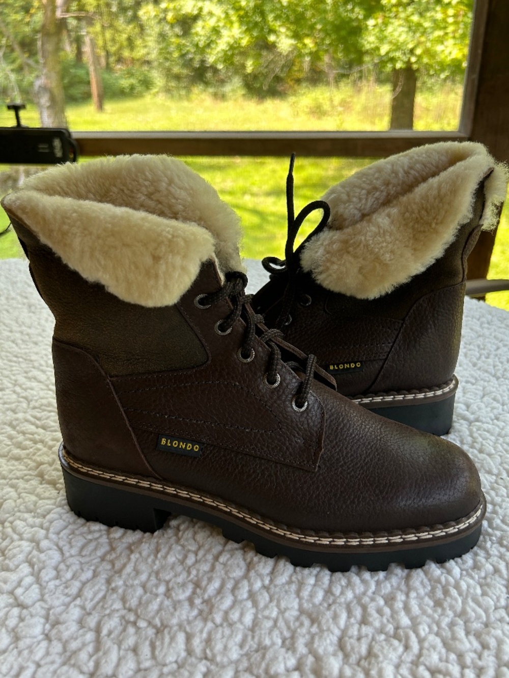 Blondo Brown Leather Shearling Waterproof Winter Boots 8.5